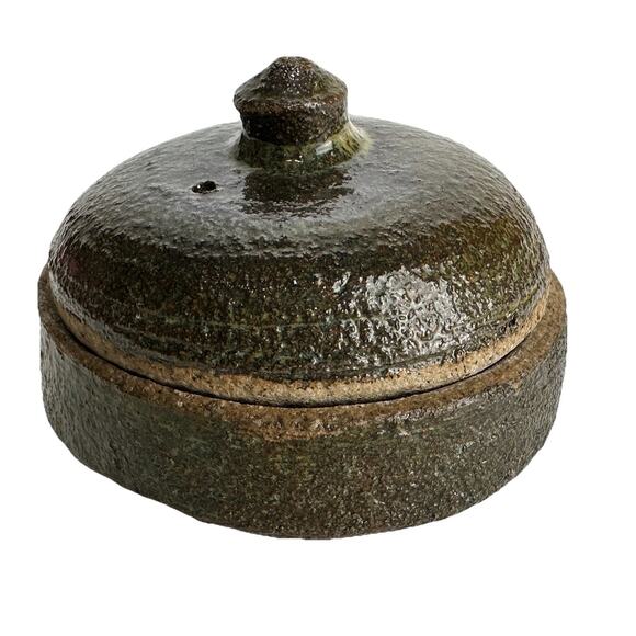 Pottery Shigaraki Ware Ceramic Lidded bowl 4” Home Decor Trinket Dish - Picture 1 of 12